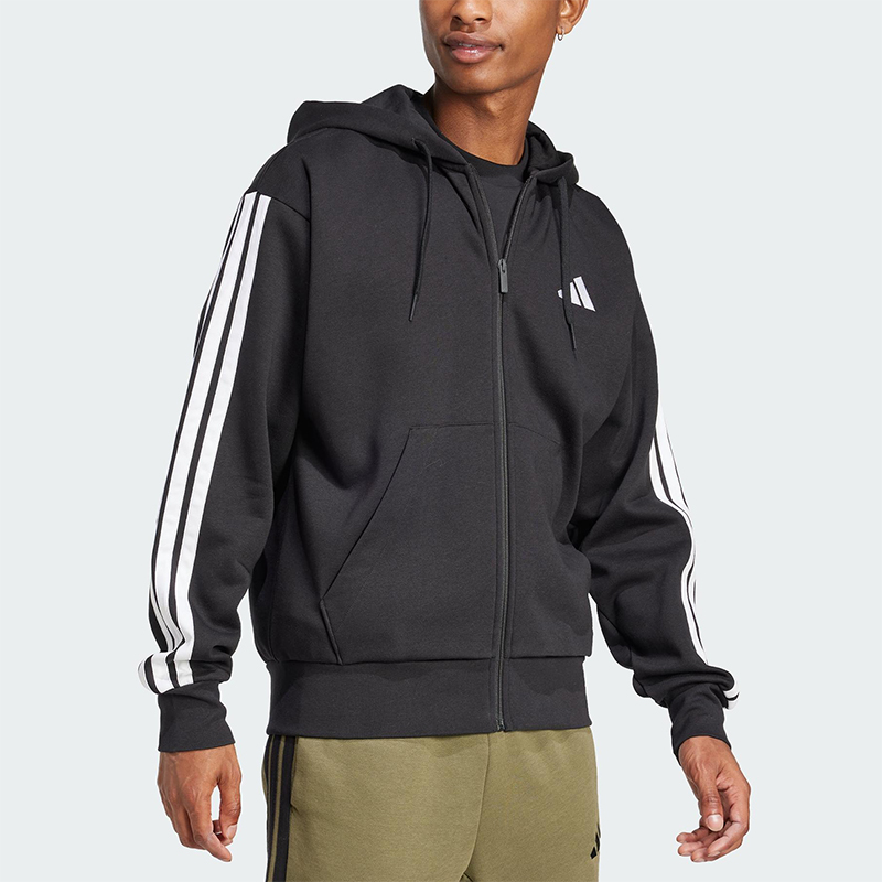 Adidas/阿迪达斯正品ESSENTIALS 男士休闲条纹连帽运动外套JD1870