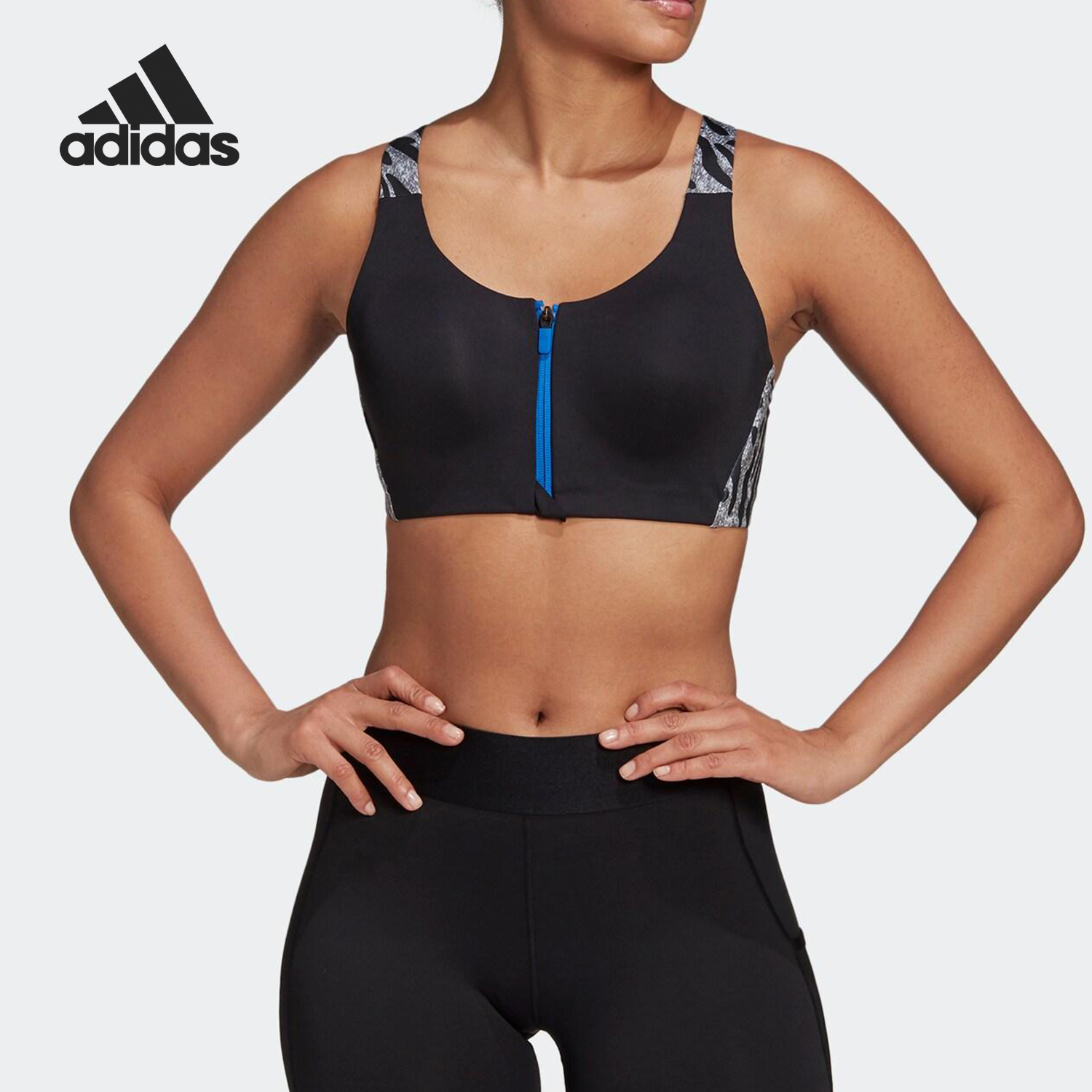Adidas/阿迪达斯正品夏季款女士印花拉链经典运动透气内衣FN1482