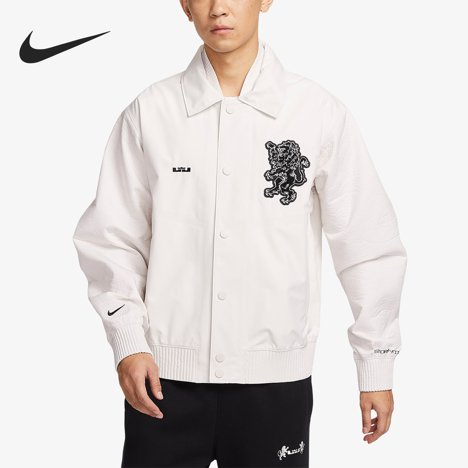 耐克男士刺绣翻领休闲外套