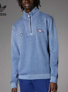 Adidas/阿迪达斯正品三叶草男士足球立领卫衣套头衫JF0564