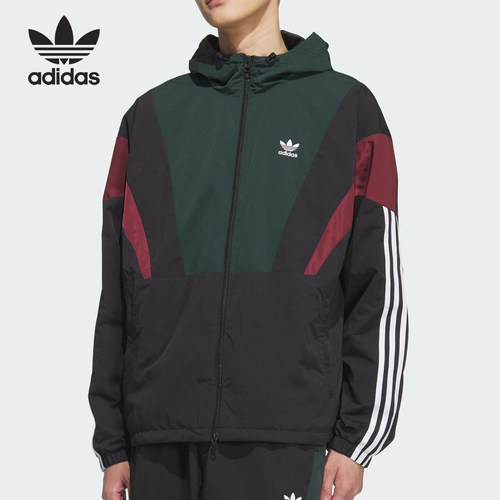 阿迪达斯男士时尚拼接连帽外套