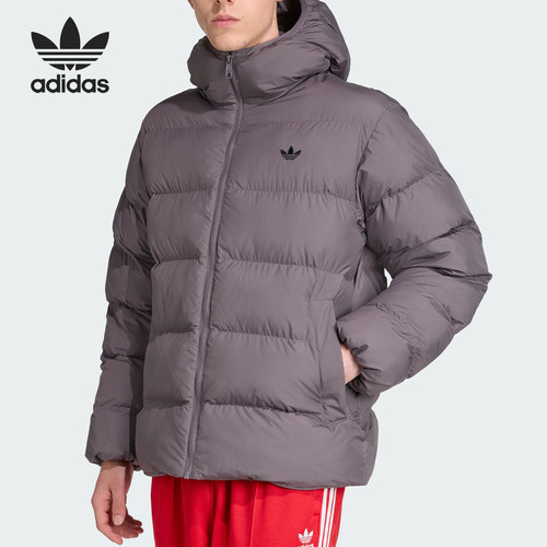 阿迪达斯男士连帽保暖梭织棉服