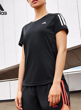 Adidas/阿迪达斯官方正品 RUN TEE 女子休闲运动短袖T恤  FS9830
