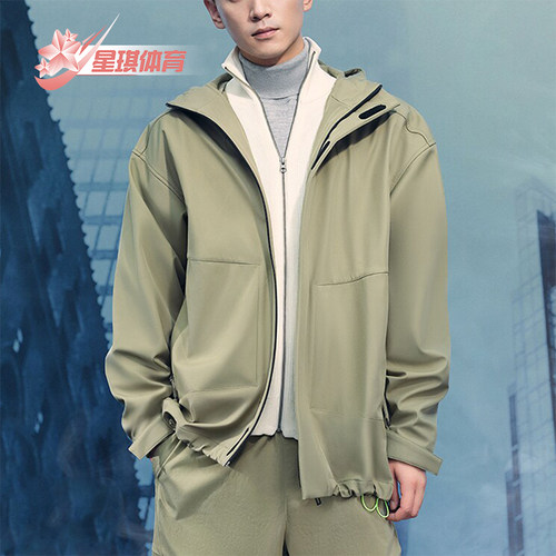 阿迪达斯男士连帽保暖宽松外套