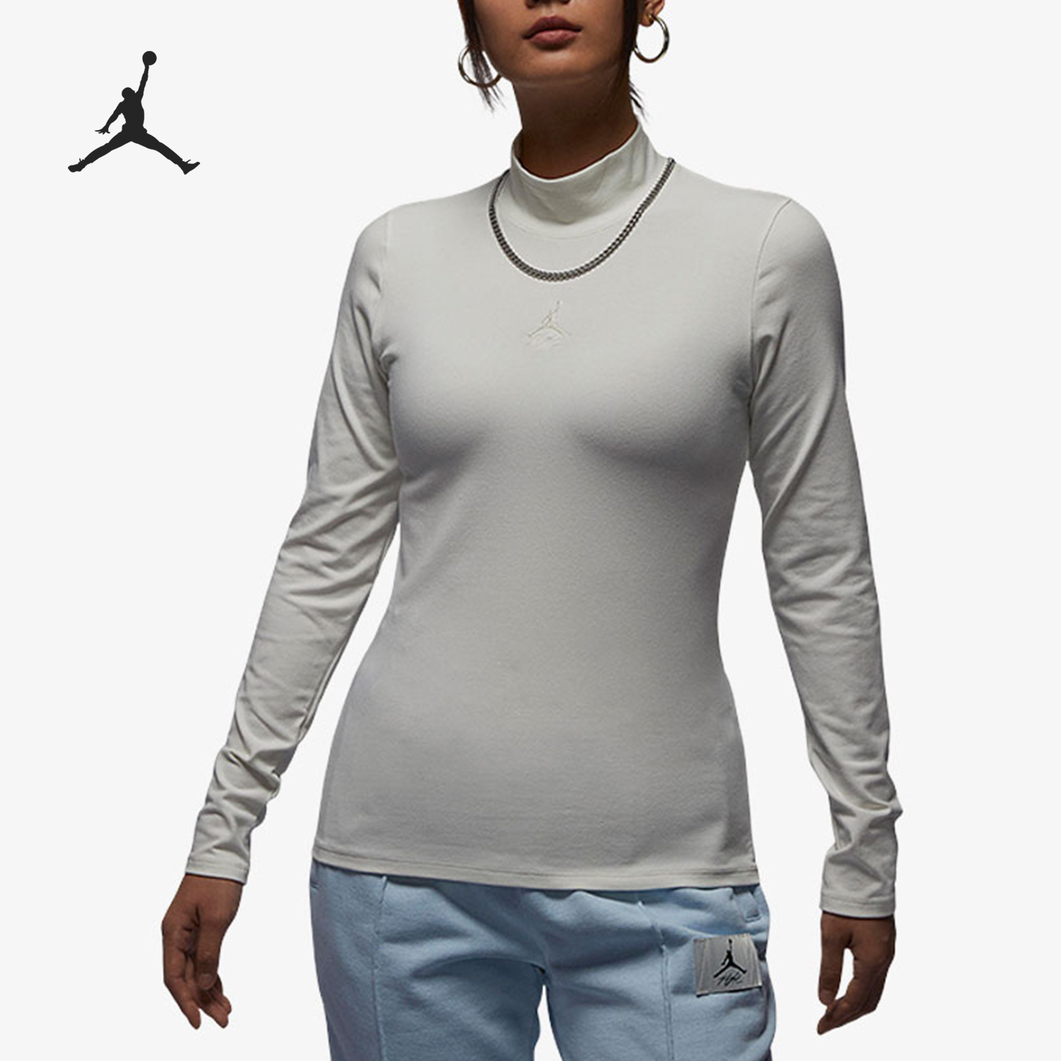 耐克女士高领运动训练针织长袖