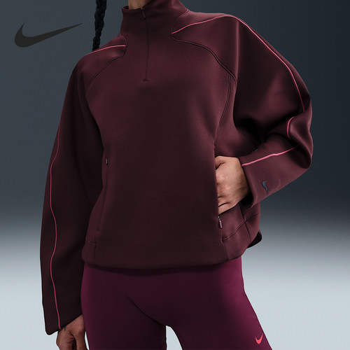 Nike/耐克正品女士徽标半拉链长袖宽松运动卫衣HV3576-652