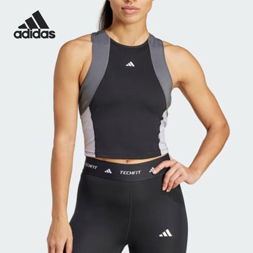 Adidas/阿迪达斯正品TECHFIT女士圆领运动训练经典无袖T恤IK7916