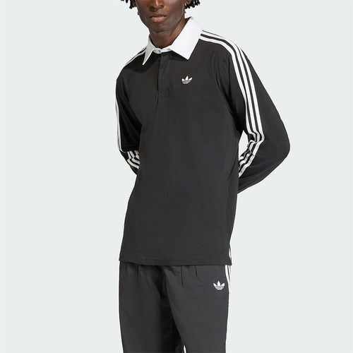 Adidas/阿迪达斯正品三叶草男士运动橄榄球风长袖POLO衫KE3576