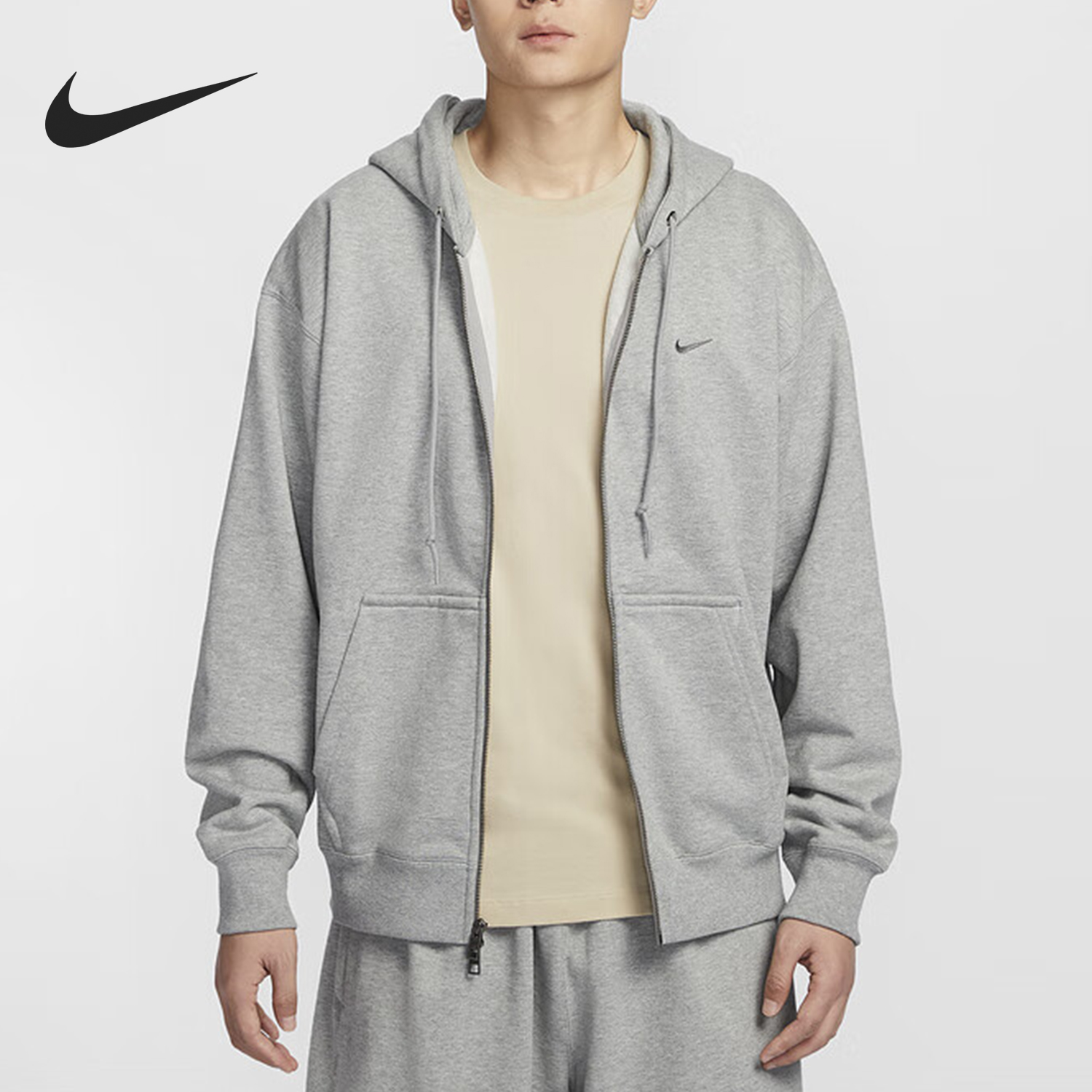 Nike/耐克正品Solo Swoosh男士刺绣宽松连帽外套HV8224-063