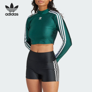 长袖 Adidas 短款 阿迪达斯官方正品 T恤IR8136 三叶草女士复古时尚