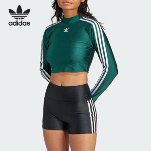 短款 Adidas 三叶草女士复古时尚 T恤IR8136 阿迪达斯官方正品 长袖