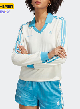 Adidas/阿迪达斯正品三叶草女士印花美式复古正肩袖T恤IN5249