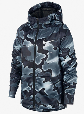 Nike/耐克儿童男大童休闲运动针织加绒夹克连帽外套BQ1657-010