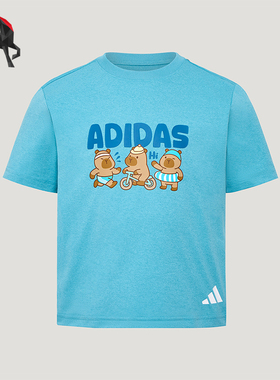 Adidas/阿迪达斯正品夏季儿童透气针织复古时尚潮流短袖T恤KZ2774