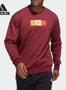 Adidas/阿迪达斯正品26夏男士运动印花加绒圆领套头卫衣HP1024