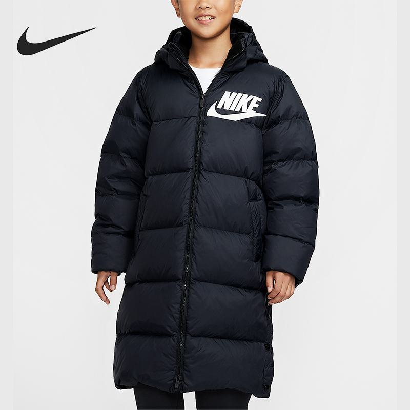 Nike/耐克正品冬季新款大童连帽保暖长款羽绒服外套IR0028-010