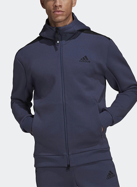 Adidas/阿迪达斯正品新款男子秋保暖运动针织连帽外套 HC5780