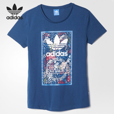 Adidas/阿迪达斯正品三叶草新款女子大LOGO运动休闲短袖T恤AY6672
