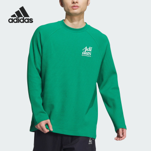 圆领宽松休闲运动长袖 Adidas 男士 新款 T恤JE6098 阿迪达斯正品