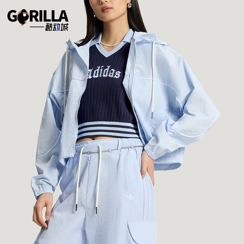 Adidas/阿迪达斯正品三叶草女士梭织户外运动透气时尚外套KT3056