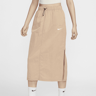 女士透气休闲梭织 Nike 耐克正品 新款 200 侧开衩高腰长裙DM6250