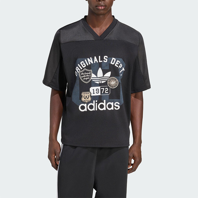 Adidas/阿迪达斯正品三叶草男运动经典足球V领宽松短袖T恤KD6252图片