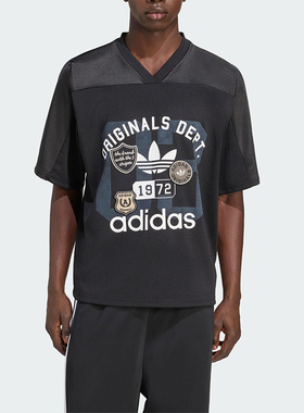 Adidas/阿迪达斯正品三叶草男运动经典足球V领宽松短袖T恤KD6252