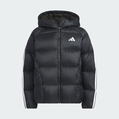 Adidas/阿迪达斯正品连帽羽绒服新款黑白色经典保暖羽绒服KC5939