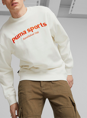 Puma/彪马正品2025男士刺绣字母加绒圆领运动卫衣625312-65