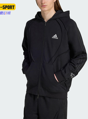 Adidas/阿迪达斯正品XL新款女黑色运动经典休闲连帽外套KF8527