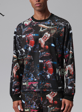 Nike/耐克正品Jordan男士印花针织宽松透气长袖T恤IF1831-010