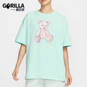 耐克正品 夏季 女士透气宽松圆领小熊印花休闲短袖 Nike IM3380 353