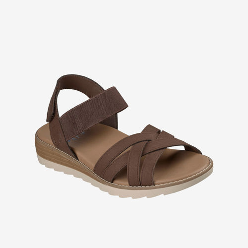 Skechers斯凯奇正品BOB'S女子魔术贴露趾交叉绑带凉鞋113891-CHOC