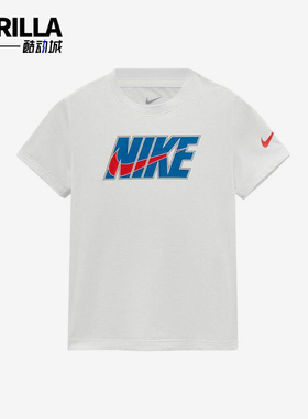 Nike/耐克正品新款儿童白色圆领印花套头经典短袖T恤IZ8365-100