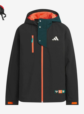 Adidas/阿迪达斯正品新款儿童黑橙色防风经典连帽夹克外套KC0197