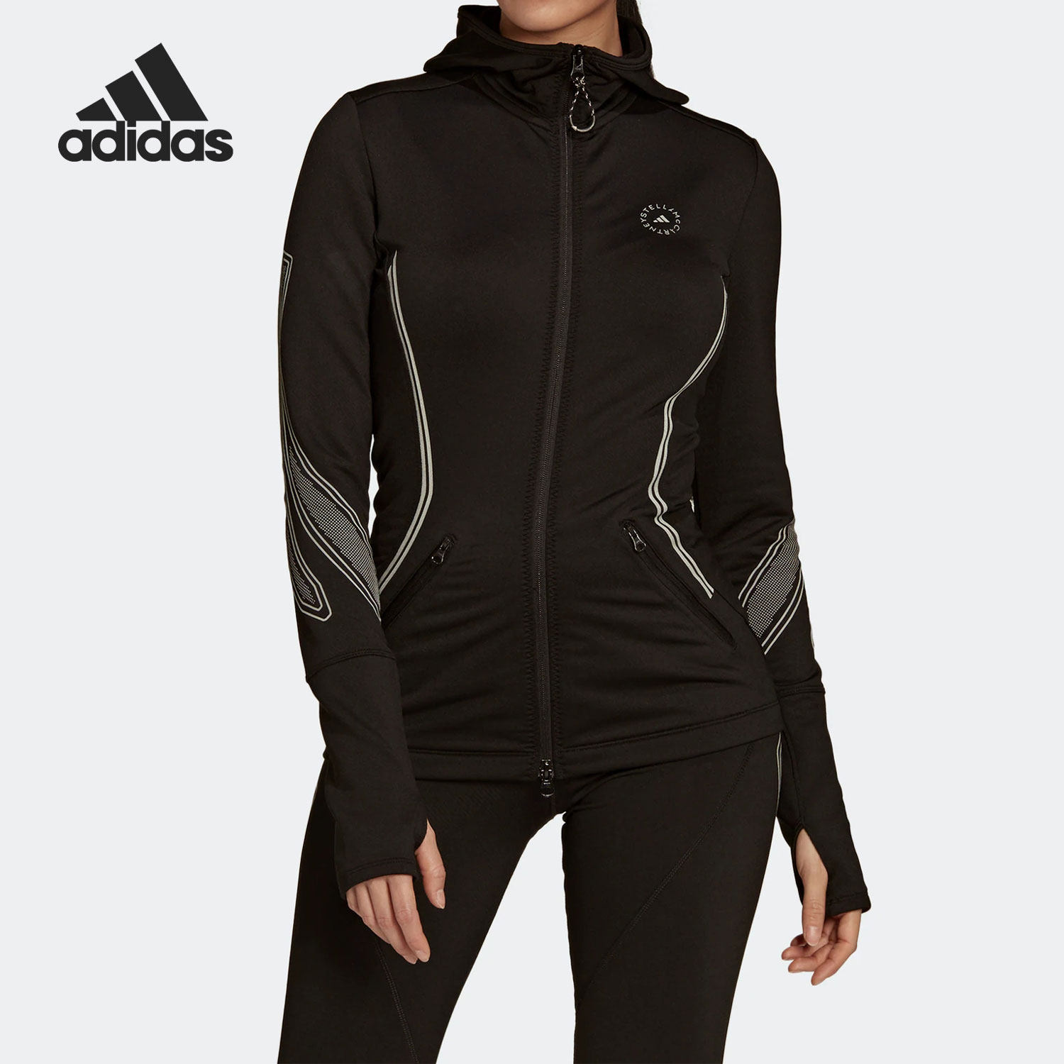 Adidas/阿迪达斯正品秋季smc女子运动休闲连帽夹克外套GU1598