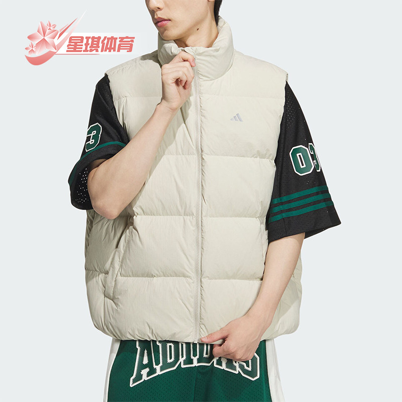 阿迪达斯男士简约保暖羽绒马甲
