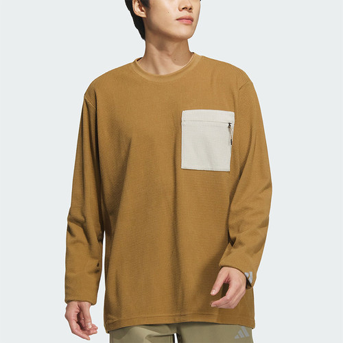 Adidas/阿迪达斯正品新款男士复古保暖圆领华夫格T恤JX1786