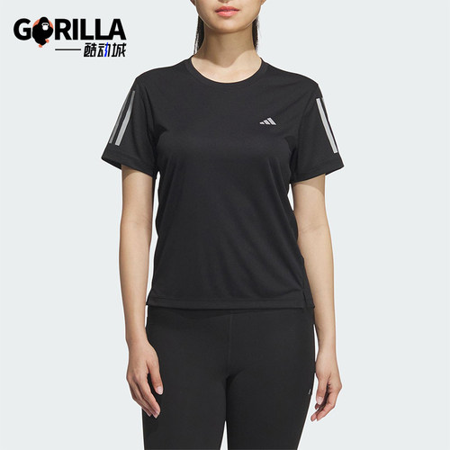 Adidas/阿迪达斯正品2025夏季女士跑步经典针织运动短袖JZ2200
