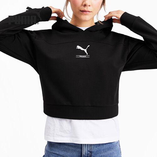 彪马女子短款连帽运动卫衣