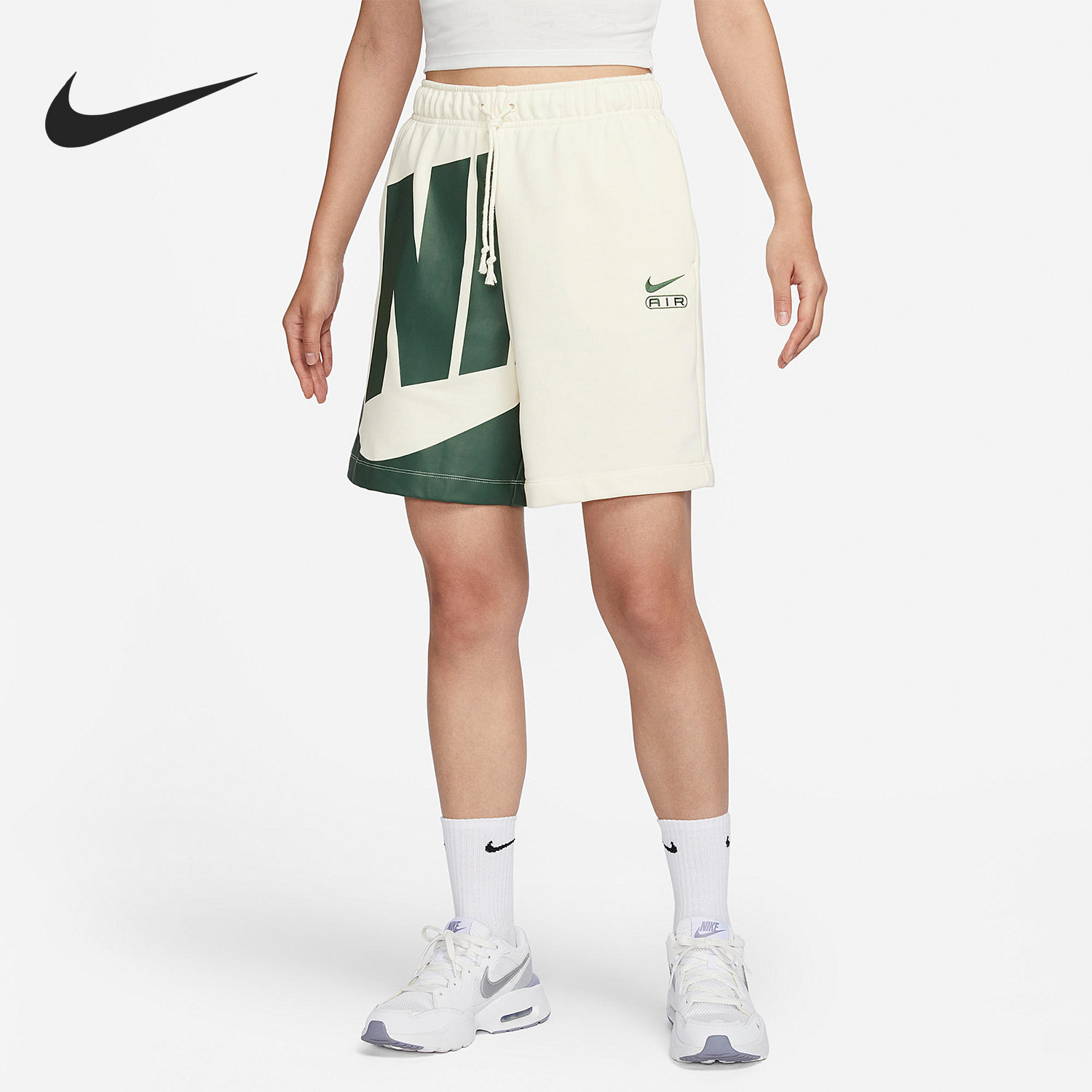Nike/耐克正品新款女士系带松紧腰运动短裤FN2247-110,运动服/休闲服装,运动中长裤／短裤,淘宝优惠券,粉丝福利购,淘宝优惠卷