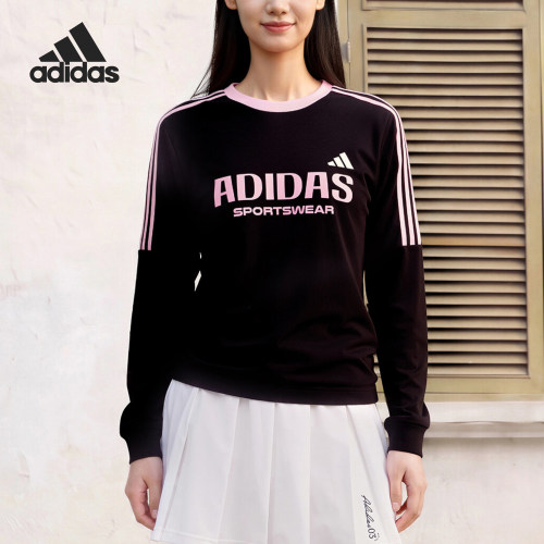 Adidas/阿迪达斯正品Sportswear男女款字母条纹长袖T恤LD8811