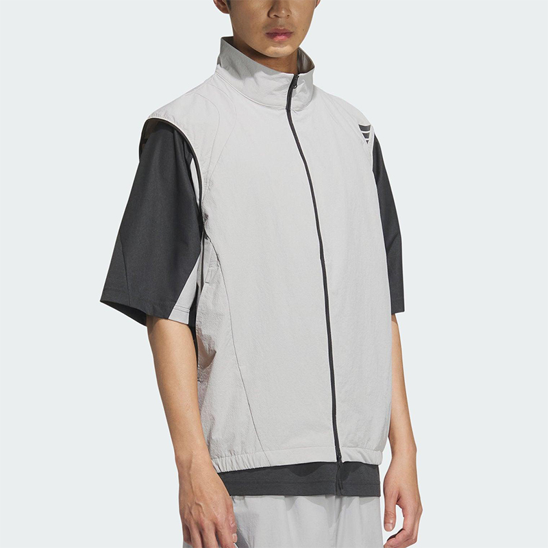 Adidas/阿迪达斯正品2025夏季款男士经典立领宽松梭织马甲KB4624