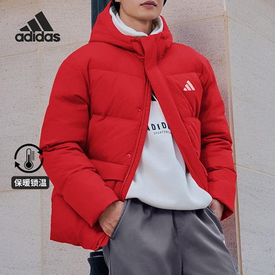 Adidas/阿迪达斯正品2025 LINEAR男士运动保暖连帽羽绒服KS6487
