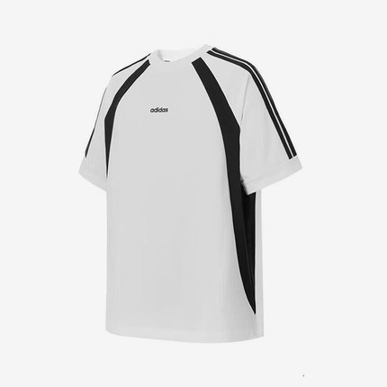 Adidas/阿迪达斯正品2025夏季款男士经典拼接宽松透气短袖KB8558