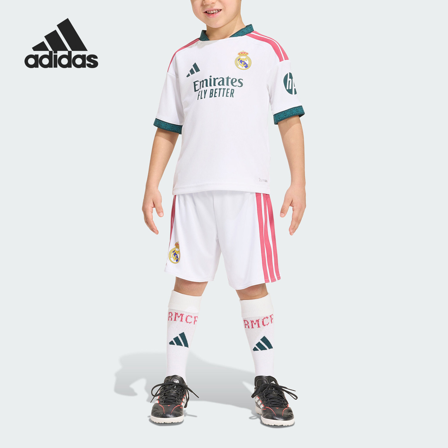 Adidas/阿迪达斯官方正品小童皇马主场透气运动足球套装KC3946