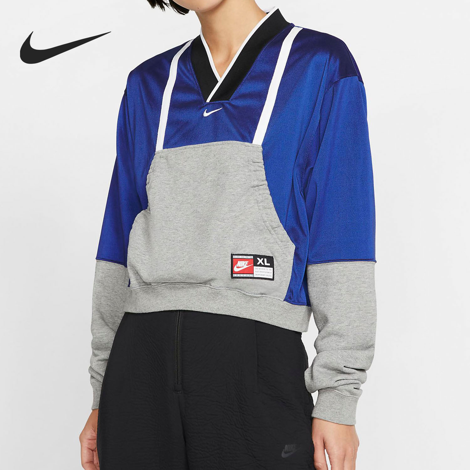 Nike/耐克正品 2019秋冬新款ISPA女子休闲长袖V领运动卫衣 CD6371