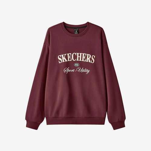 Skechers/斯凯奇正品春秋款男女同款印花针织套头卫衣L424U010