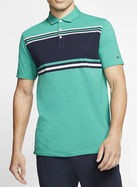 Nike/耐克正品DRI-FIT PLAYER 男子运动条纹高尔夫翻领T恤BV0471