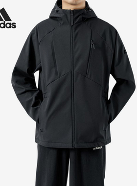 Adidas/阿迪达斯正品冲锋衣新款男黑色骑行经典夹克外套KG8966